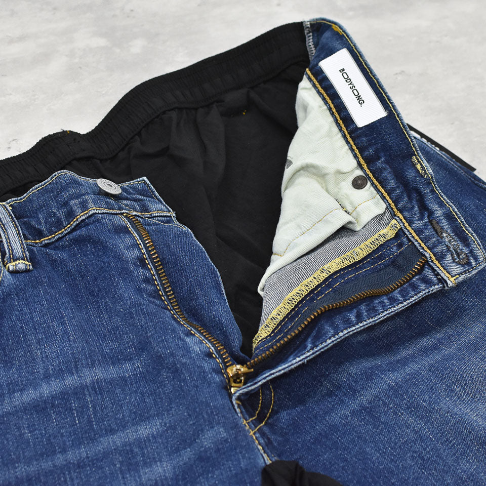 BODYSONG. / REMODELED DENIM FRONT + LAYERED TRAINING PT