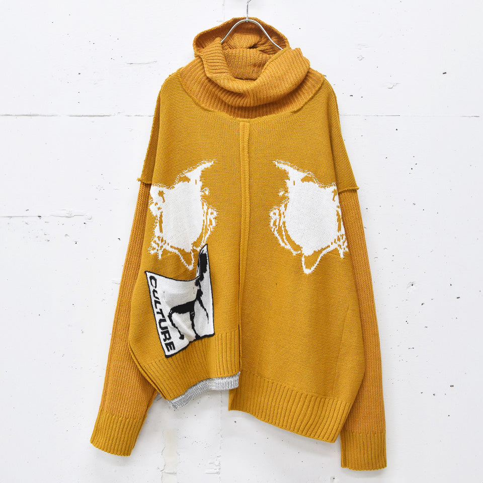 BODYSONG. / REVERSIBLE BALACLAVA SWEATER - ORANGE