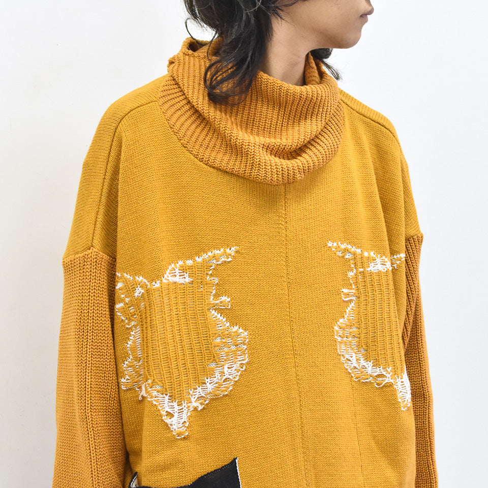 BODYSONG. / REVERSIBLE BALACLAVA SWEATER - ORANGE