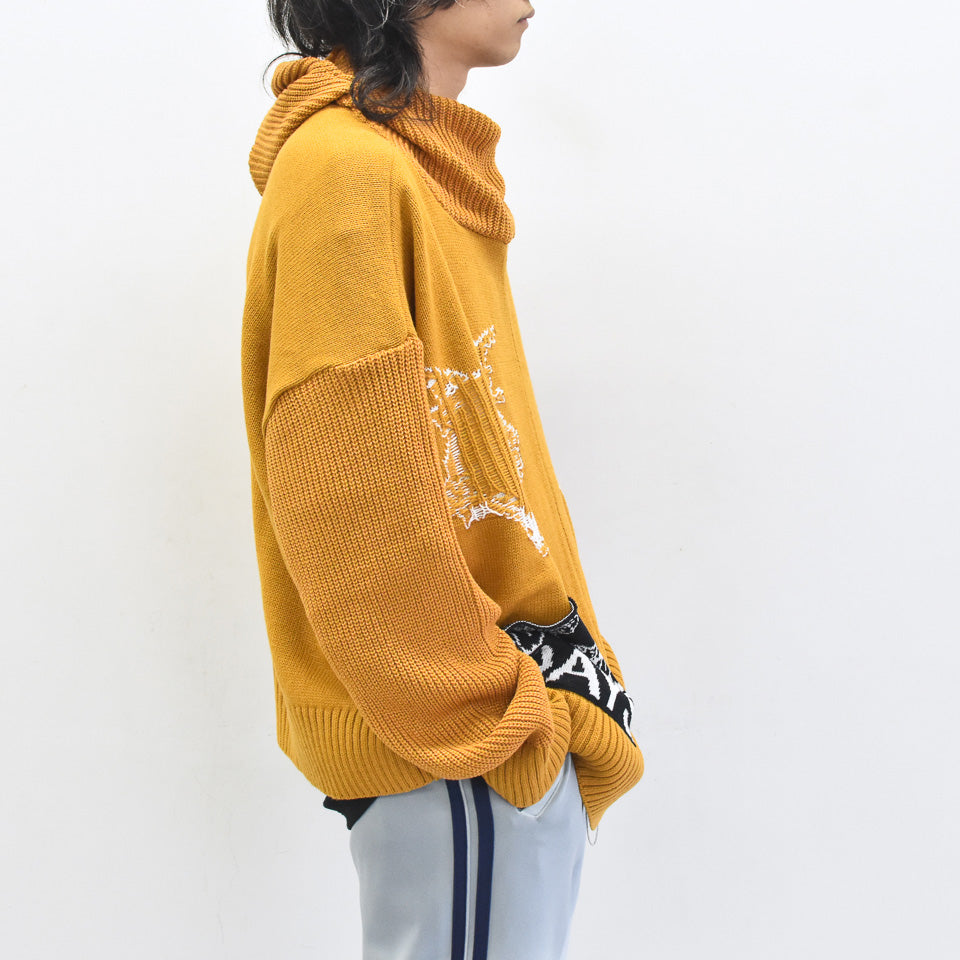BODYSONG. / REVERSIBLE BALACLAVA SWEATER - ORANGE
