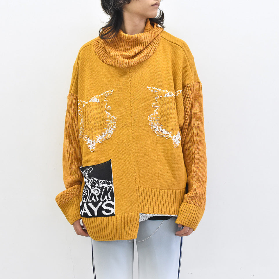 BODYSONG. / REVERSIBLE BALACLAVA SWEATER - ORANGE