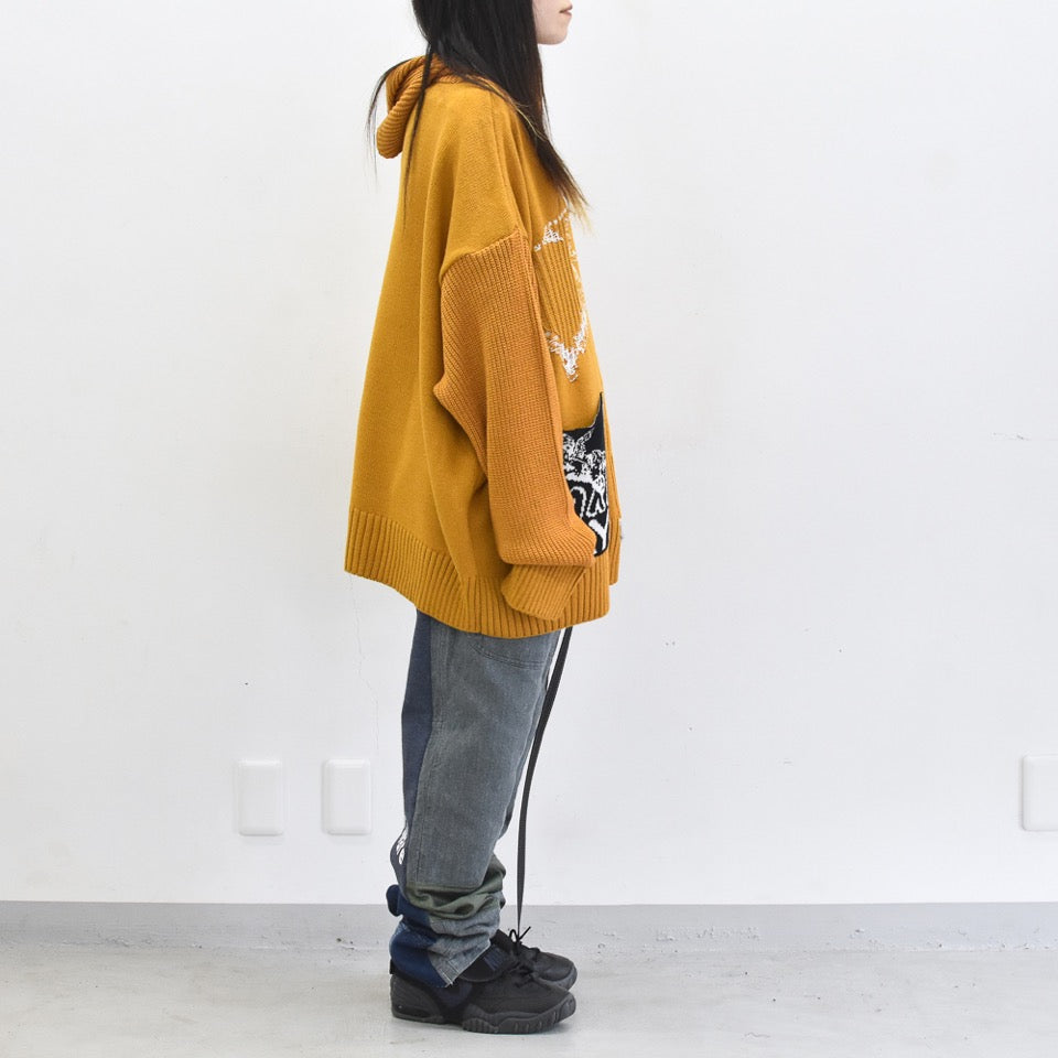 BODYSONG. / REVERSIBLE BALACLAVA SWEATER - ORANGE