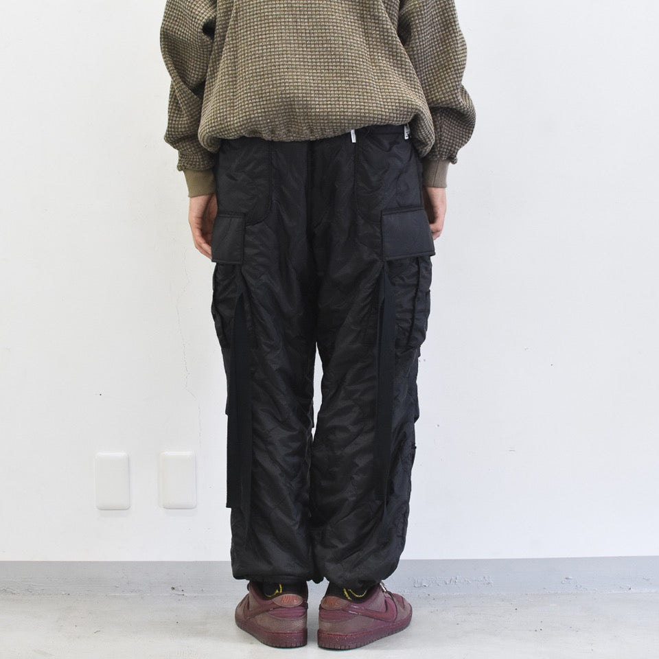 elephant TRIBAL fabrics / Cut Off Quilting Cargo Pants - BLACK