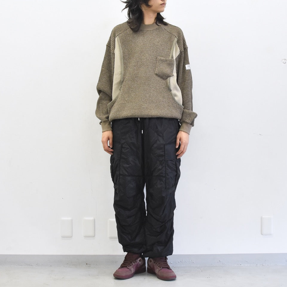 elephant TRIBAL fabrics / Cut Off Quilting Cargo Pants - BLACK