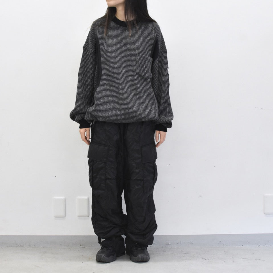 elephant TRIBAL fabrics / Cut Off Quilting Cargo Pants - BLACK