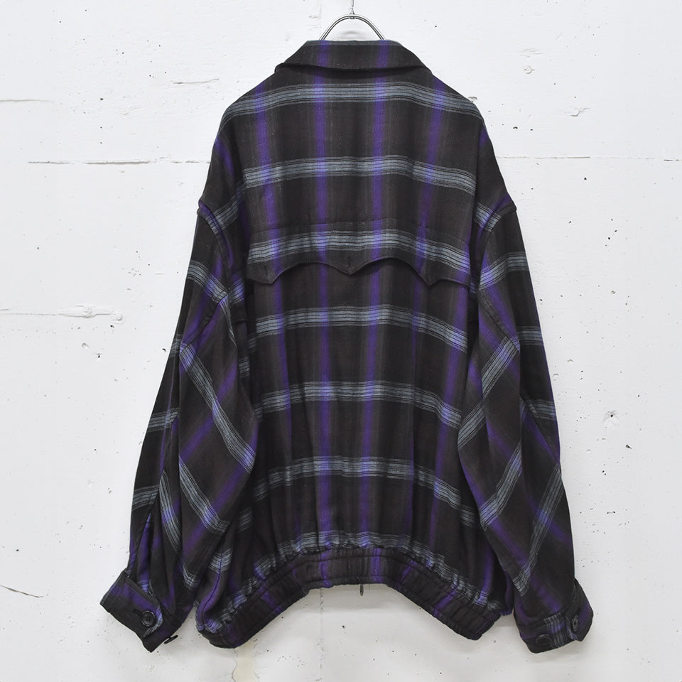 THE JEAN PIERRE / Glitter Plaid Harrington Jacket - SKY BLUE