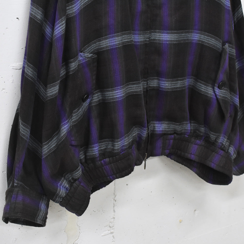 THE JEAN PIERRE / Glitter Plaid Harrington Jacket - SKY BLUE