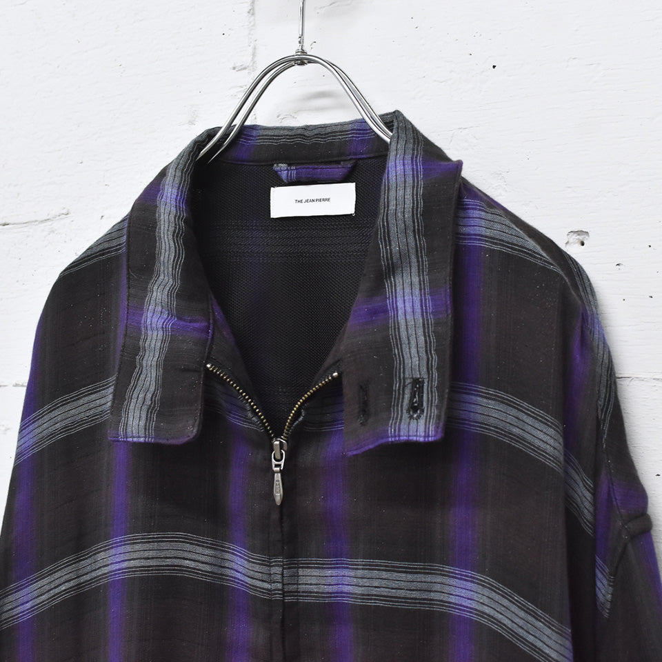 THE JEAN PIERRE / Glitter Plaid Harrington Jacket - SKY BLUE