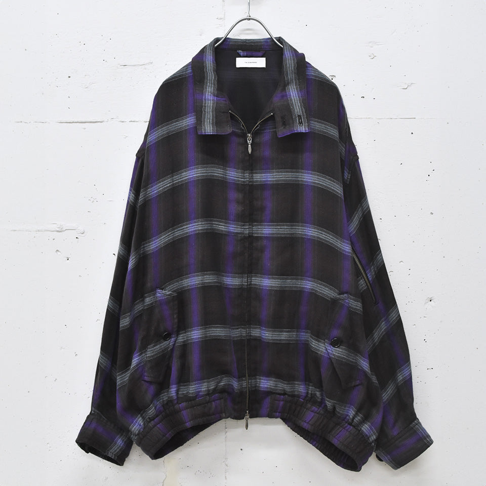 THE JEAN PIERRE / Glitter Plaid Harrington Jacket - SKY BLUE