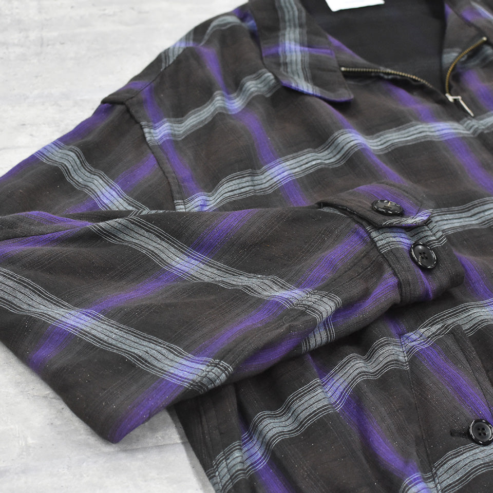 THE JEAN PIERRE / Glitter Plaid Harrington Jacket - SKY BLUE