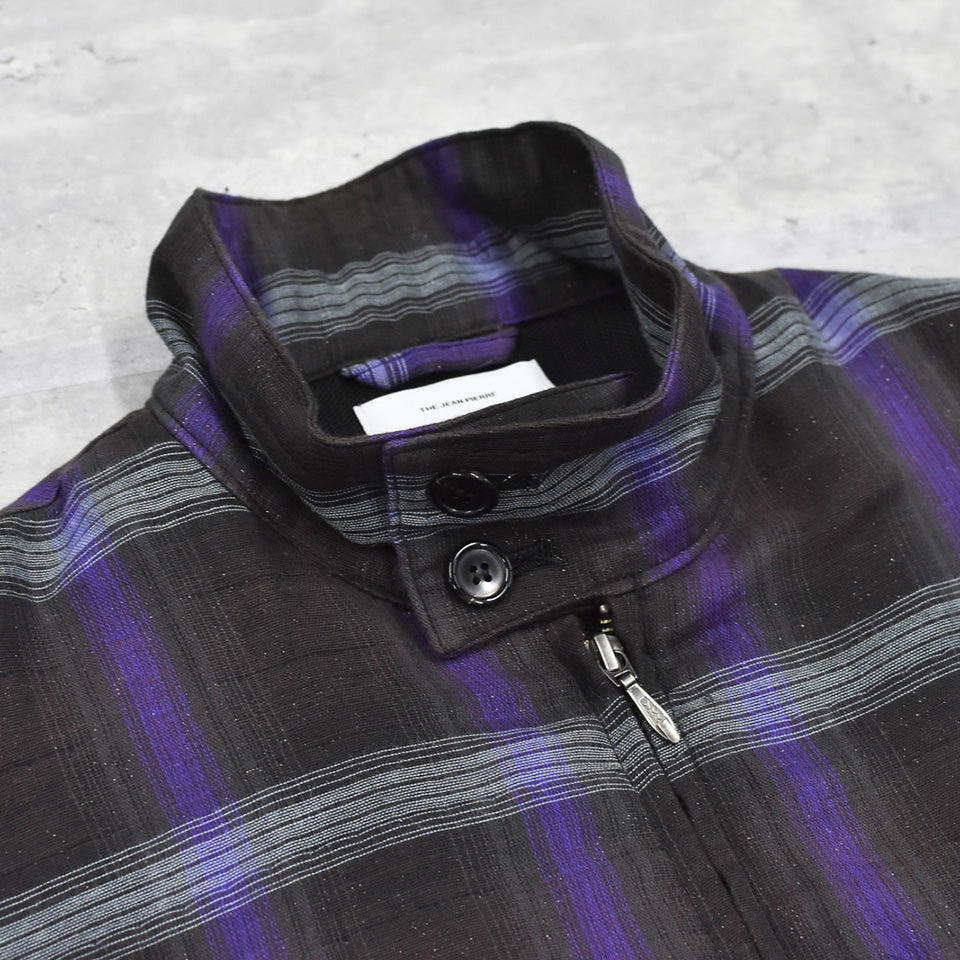 THE JEAN PIERRE / Glitter Plaid Harrington Jacket - SKY BLUE