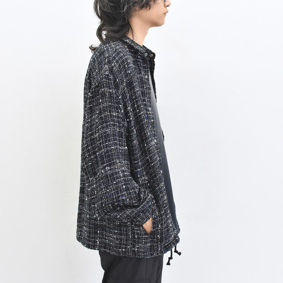 THE JEAN PIERRE / Tweed Dove Coach Shirt - MIDNIGHT BLK