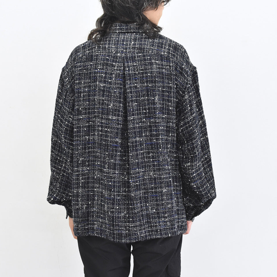 THE JEAN PIERRE / Tweed Dove Coach Shirt - MIDNIGHT BLK