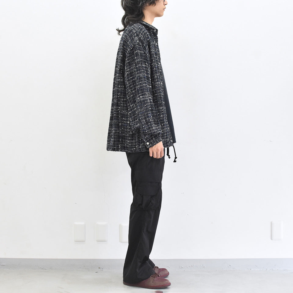 THE JEAN PIERRE / Tweed Dove Coach Shirt - MIDNIGHT BLK