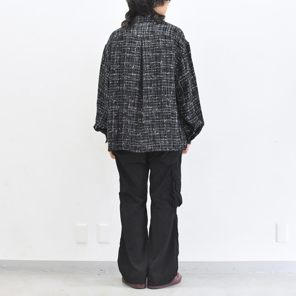 THE JEAN PIERRE / Tweed Dove Coach Shirt - MIDNIGHT BLK