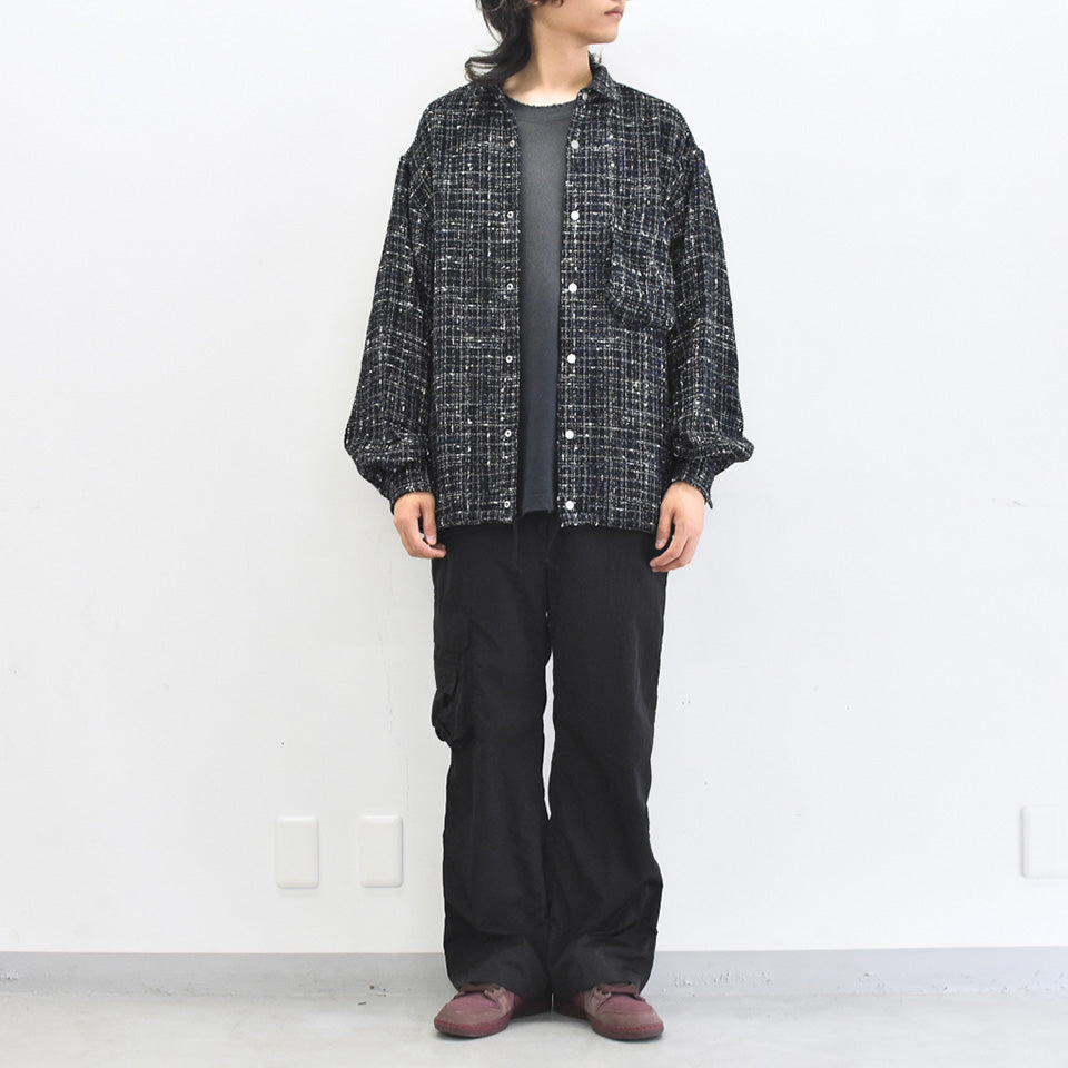THE JEAN PIERRE / Tweed Dove Coach Shirt - MIDNIGHT BLK
