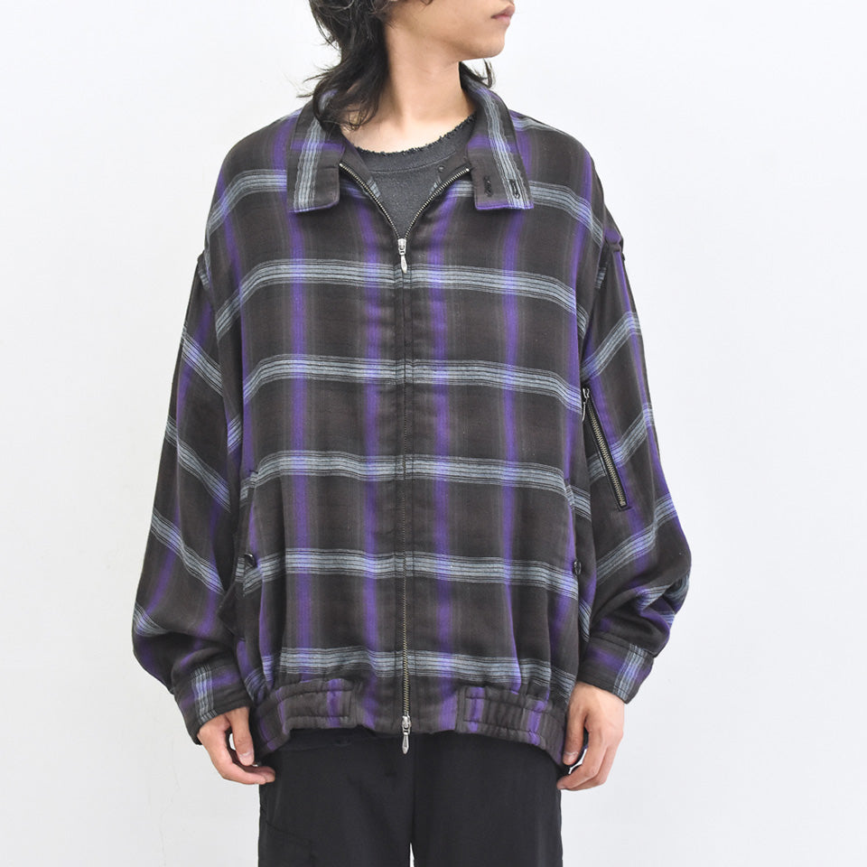 THE JEAN PIERRE / Glitter Plaid Harrington Jacket - SKY BLUE