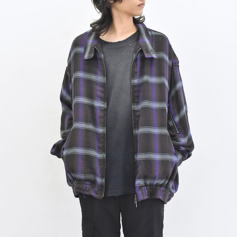 THE JEAN PIERRE / Glitter Plaid Harrington Jacket - SKY BLUE