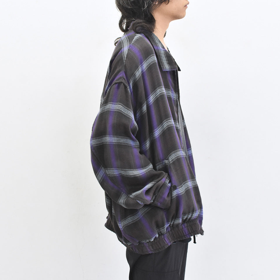 THE JEAN PIERRE / Glitter Plaid Harrington Jacket - SKY BLUE