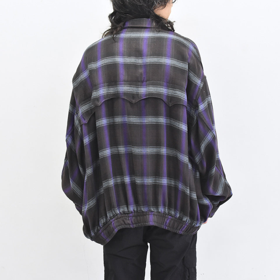 THE JEAN PIERRE / Glitter Plaid Harrington Jacket - SKY BLUE