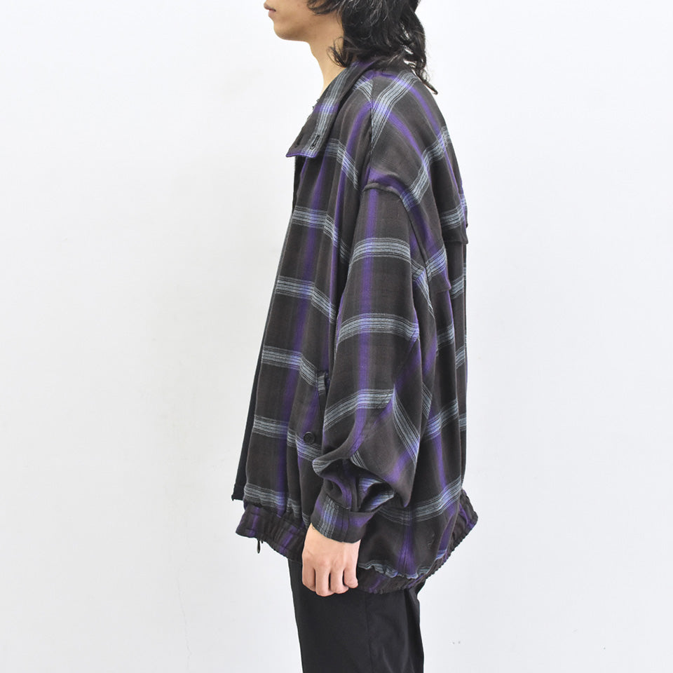 THE JEAN PIERRE / Glitter Plaid Harrington Jacket - SKY BLUE