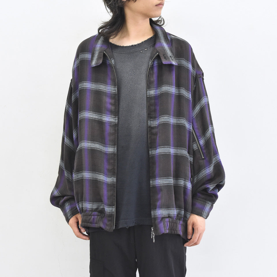 THE JEAN PIERRE / Glitter Plaid Harrington Jacket - SKY BLUE