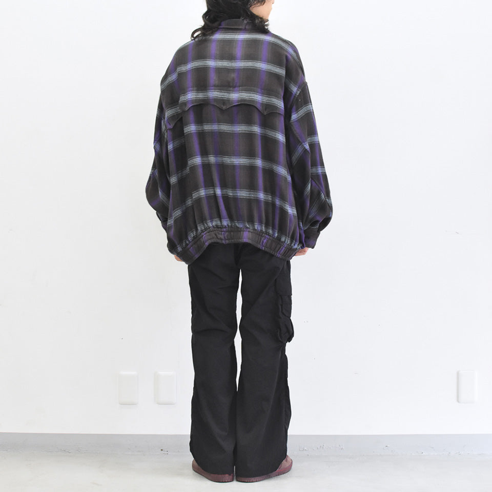THE JEAN PIERRE / Glitter Plaid Harrington Jacket - SKY BLUE