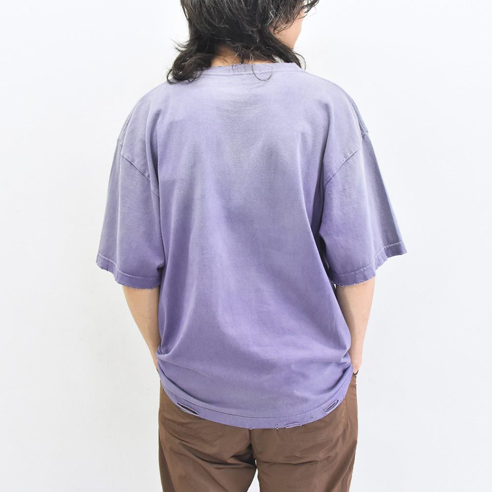 THE JEAN PIERRE / Pigmentdye Grunge Destroy SS TEE - PURPLE