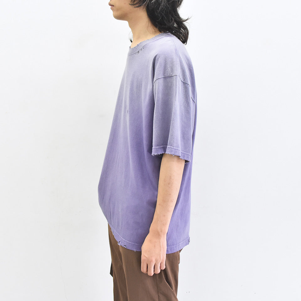 THE JEAN PIERRE / Pigmentdye Grunge Destroy SS TEE - PURPLE