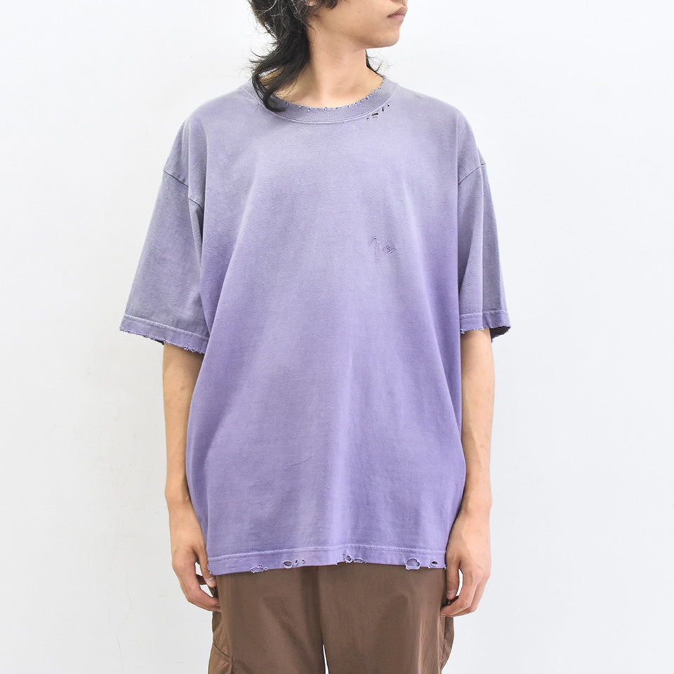 THE JEAN PIERRE / Pigmentdye Grunge Destroy SS TEE - PURPLE