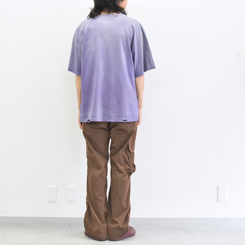 THE JEAN PIERRE / Pigmentdye Grunge Destroy SS TEE - PURPLE