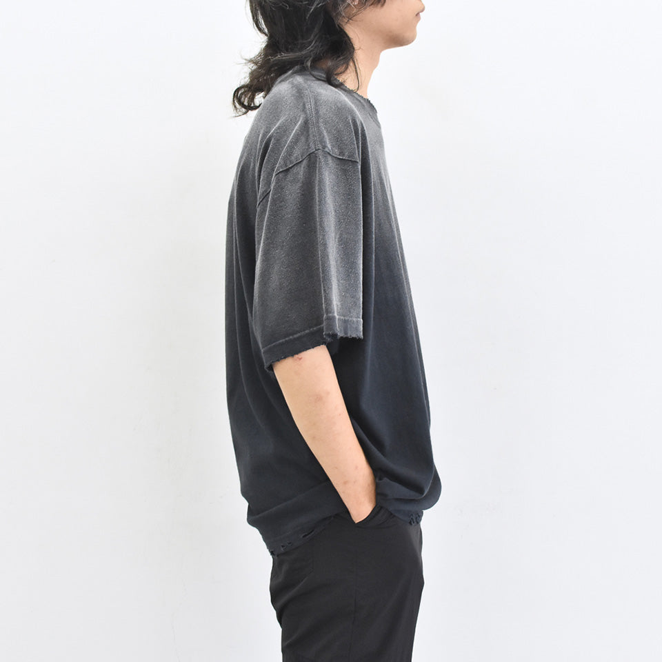 THE JEAN PIERRE / Pigmentdye Grunge Destroy SS TEE - FADE BLACK