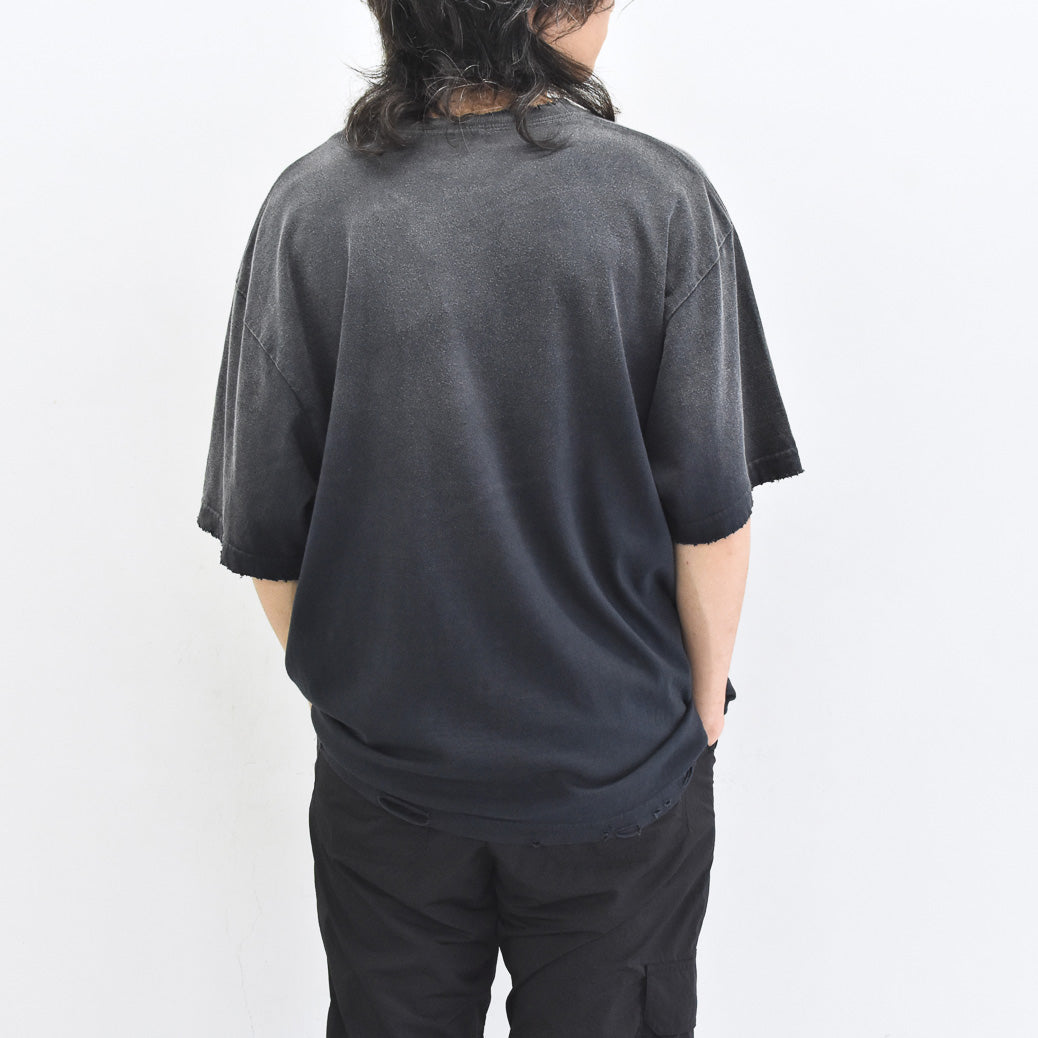 THE JEAN PIERRE / Pigmentdye Grunge Destroy SS TEE - FADE BLACK