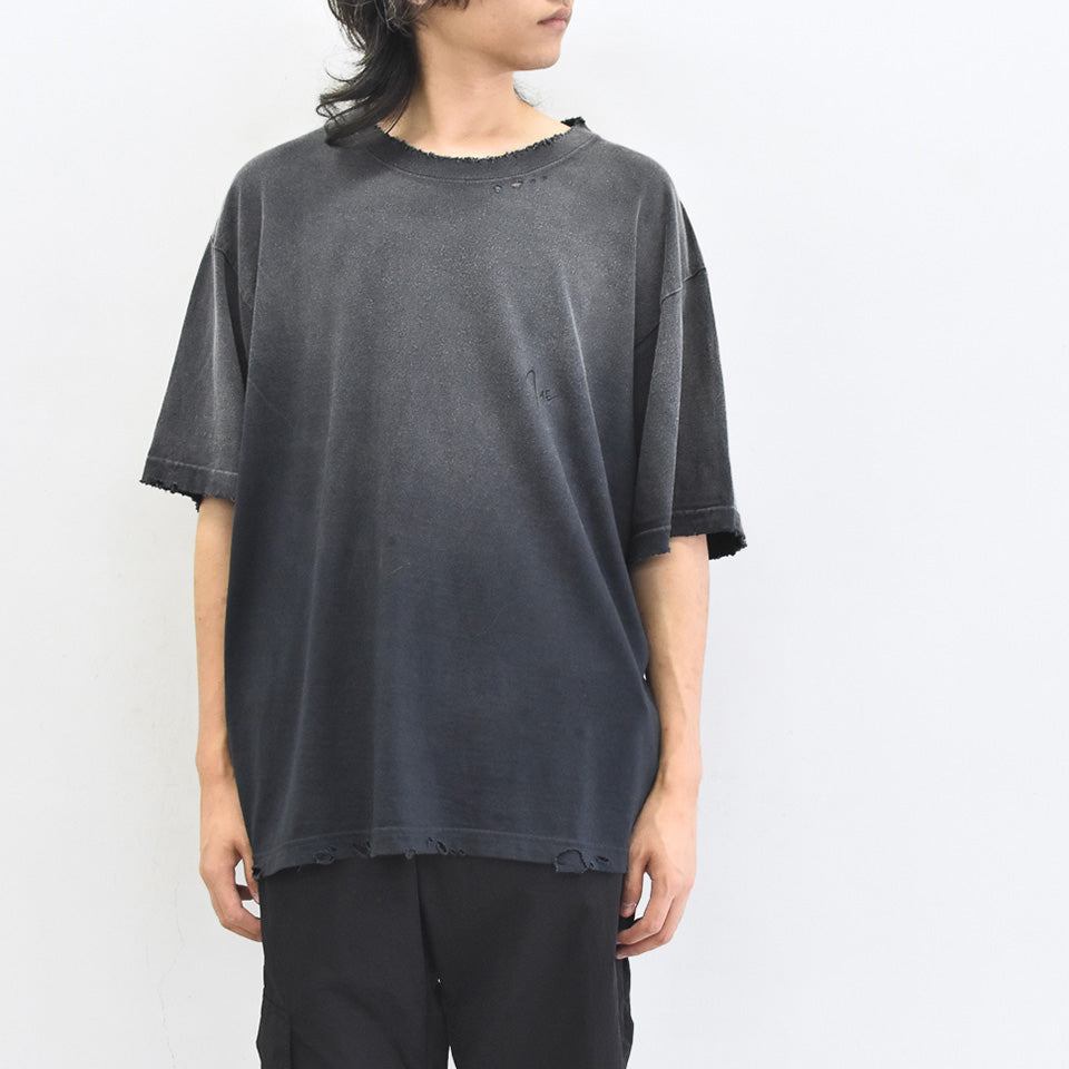 THE JEAN PIERRE / Pigmentdye Grunge Destroy SS TEE - FADE BLACK