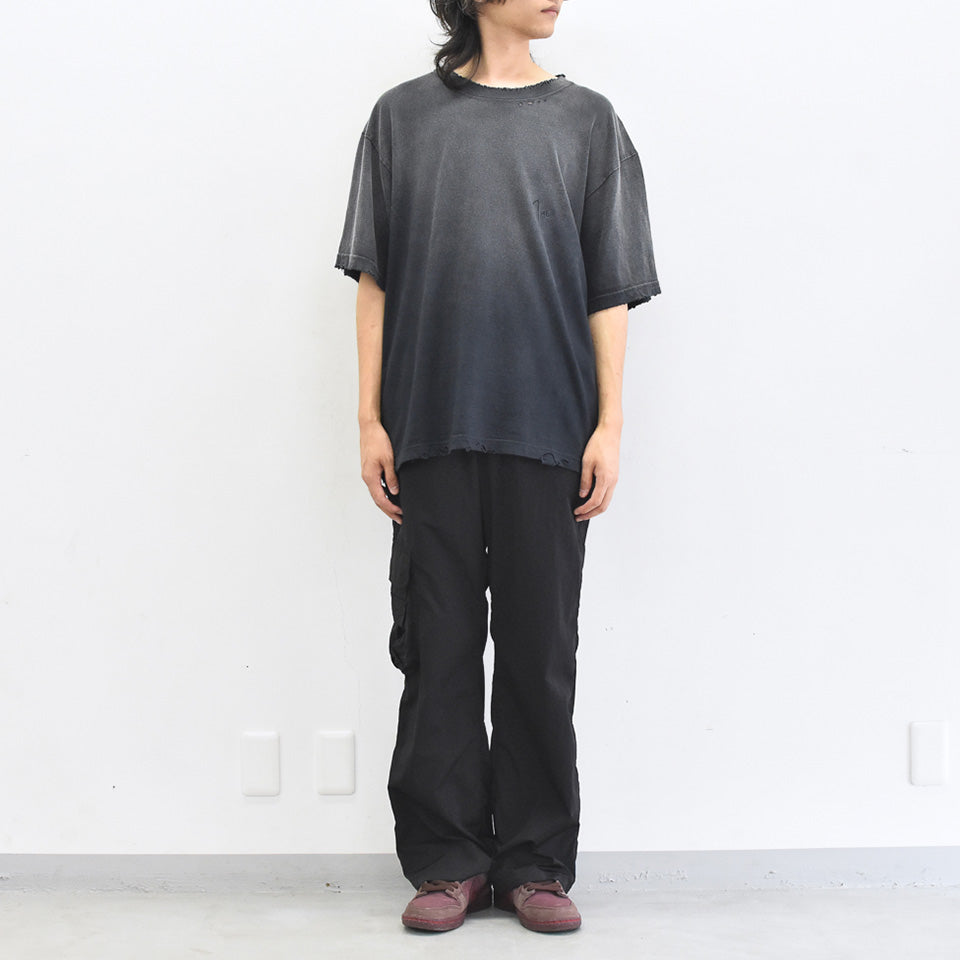 THE JEAN PIERRE / Pigmentdye Grunge Destroy SS TEE - FADE BLACK