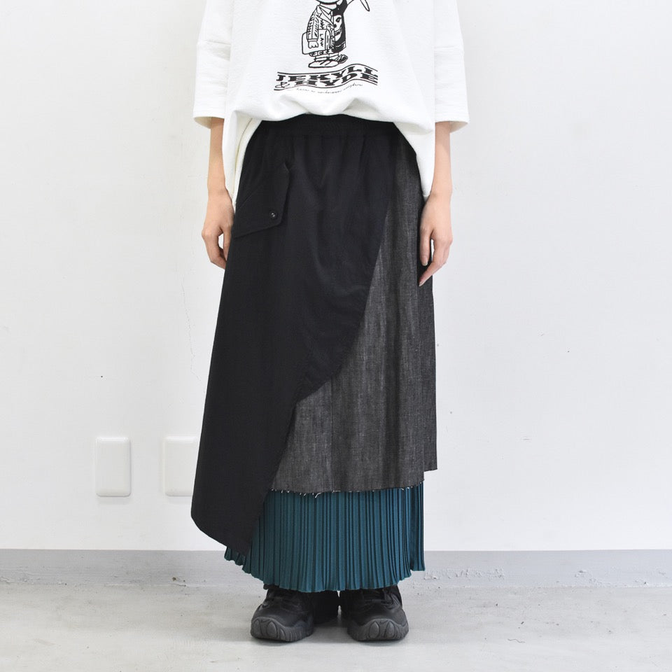 STOF / Trompe l’oeil Layer Skirt - BLACK
