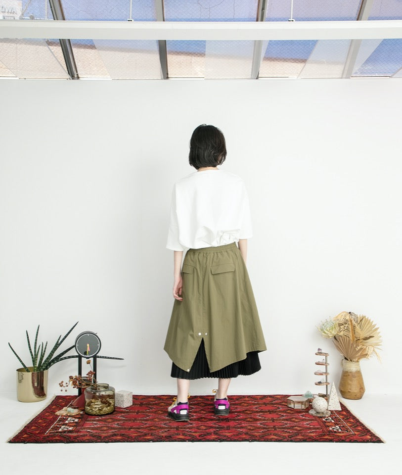 STOF / Trompe l’oeil Layer Skirt - KHAKI