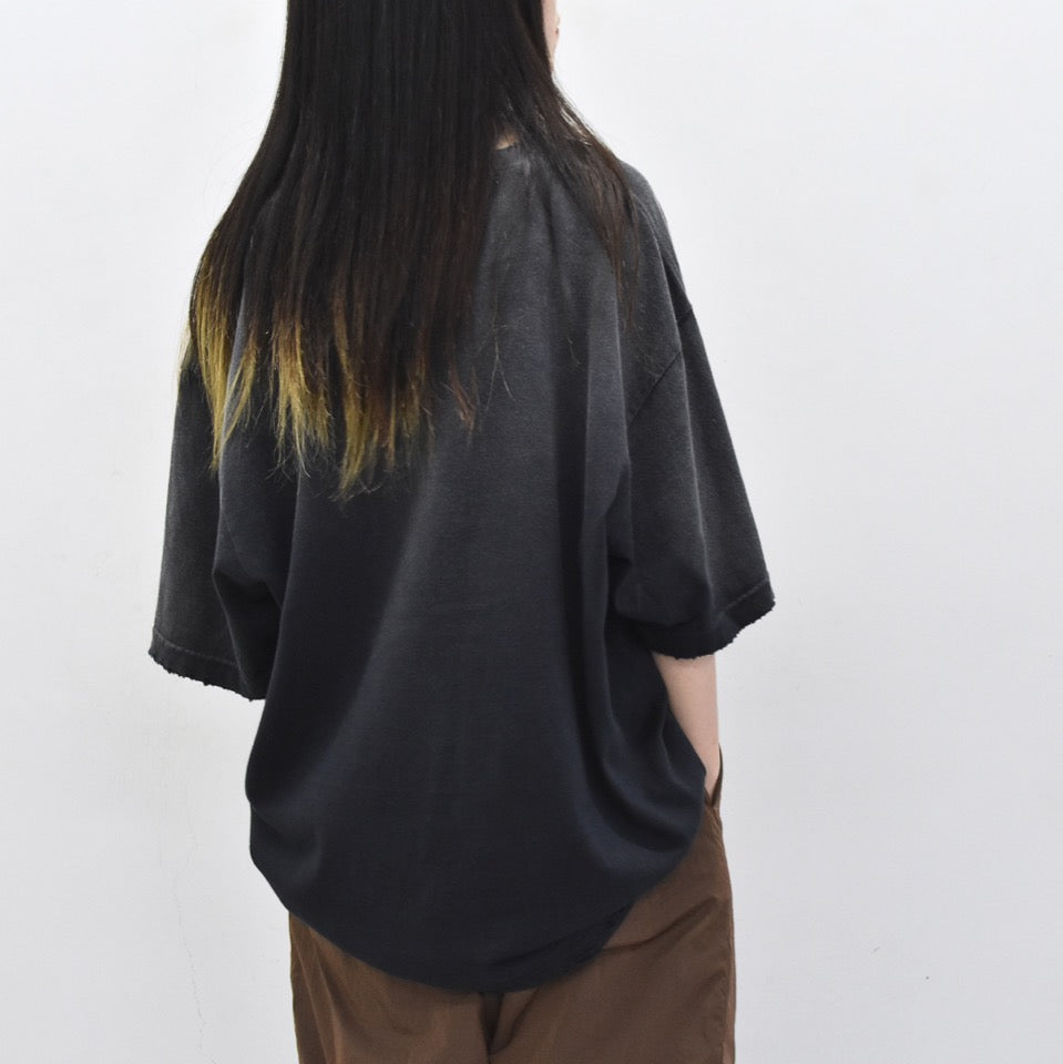 THE JEAN PIERRE / Pigmentdye Grunge Destroy SS TEE - FADE BLACK