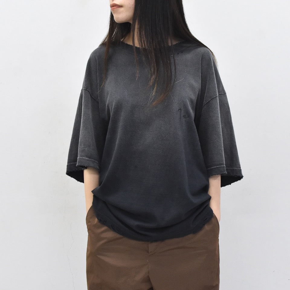 THE JEAN PIERRE / Pigmentdye Grunge Destroy SS TEE - FADE BLACK