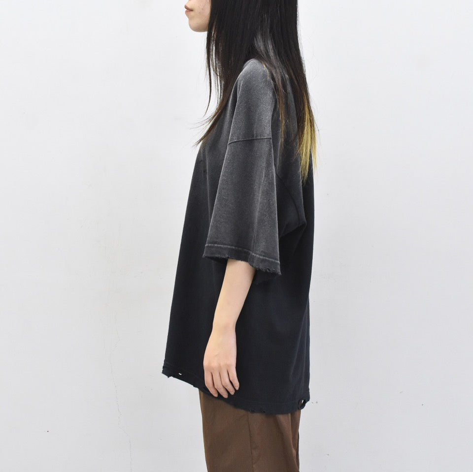 THE JEAN PIERRE / Pigmentdye Grunge Destroy SS TEE - FADE BLACK