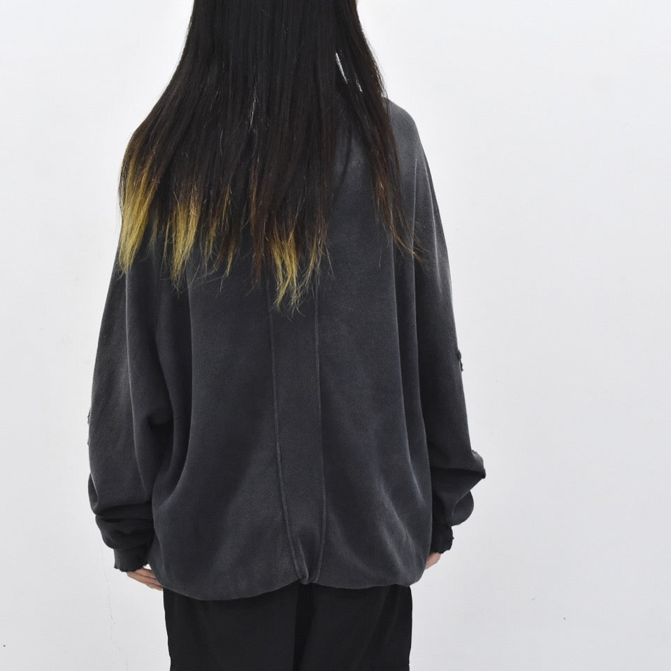 THE JEAN PIERRE / Pigmentdye Dove Turtle Sweat Shirt - FADE BLACK