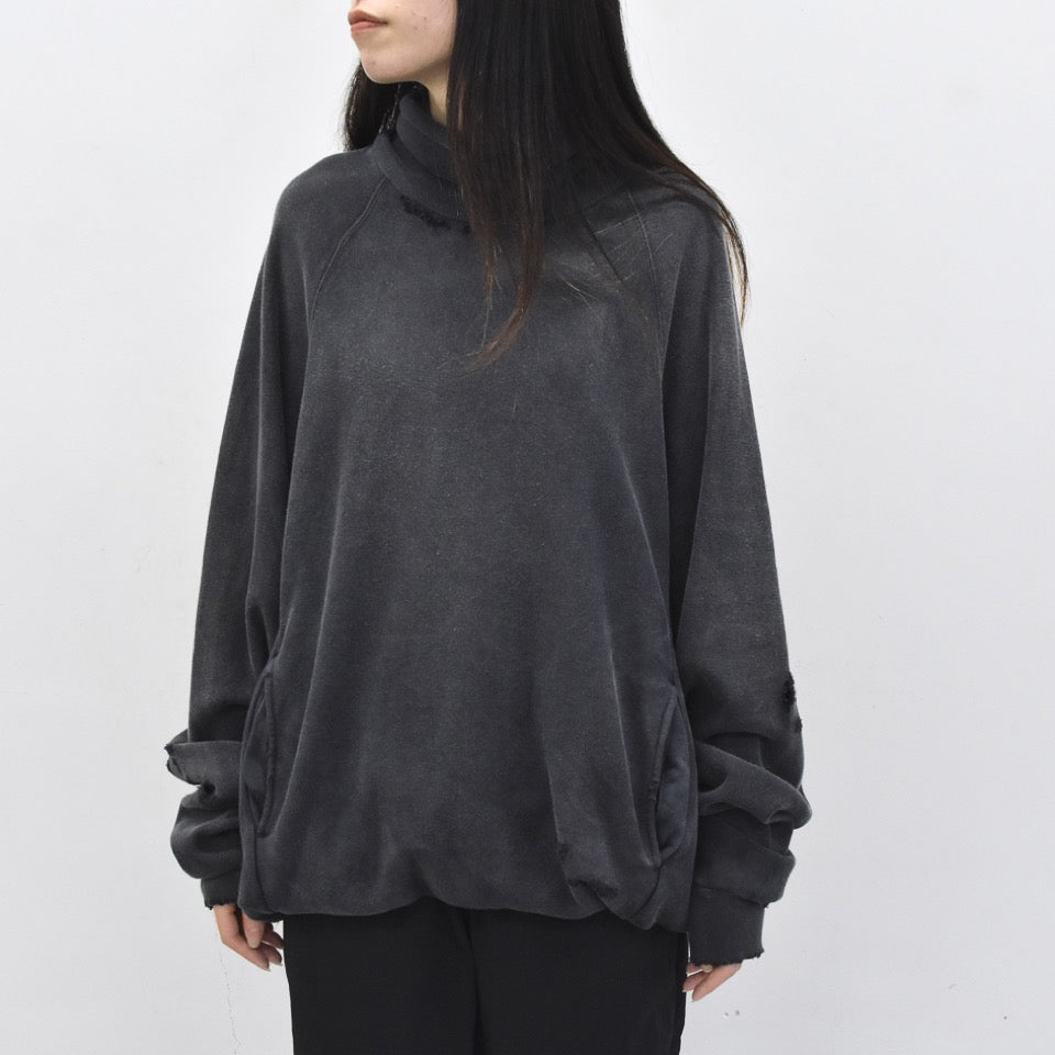 THE JEAN PIERRE / Pigmentdye Dove Turtle Sweat Shirt - FADE BLACK