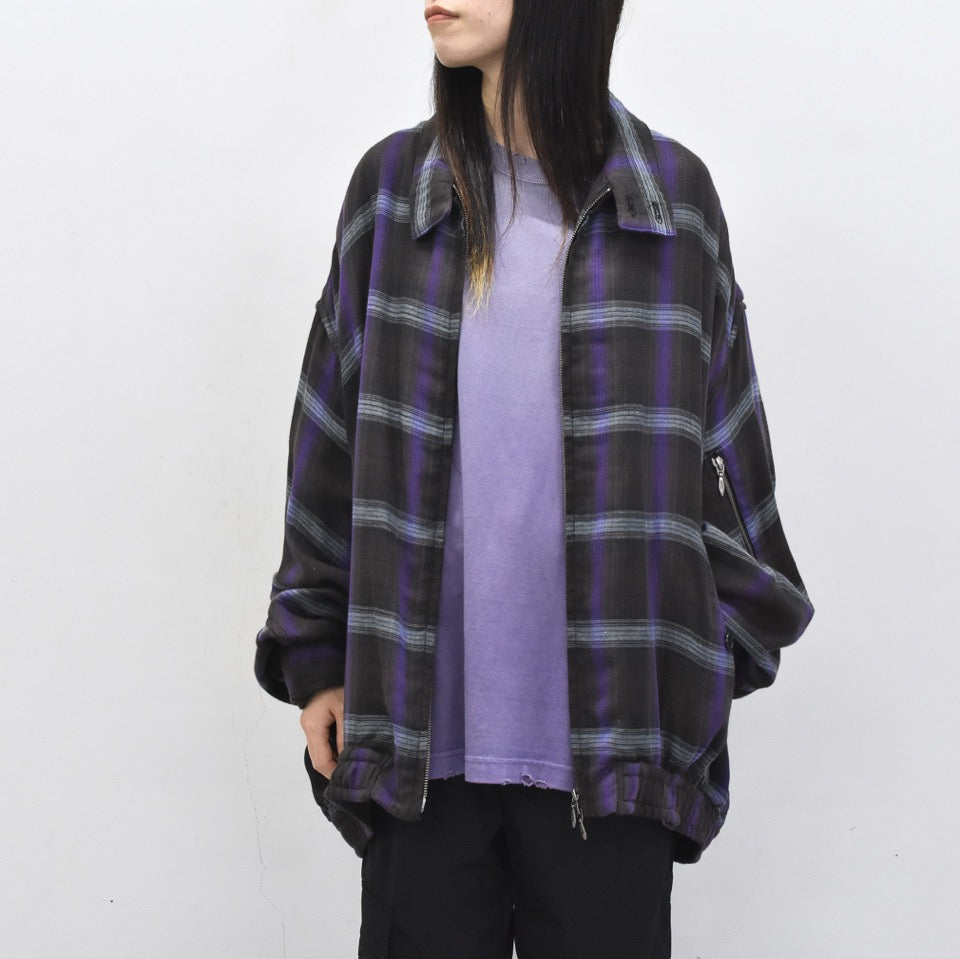 THE JEAN PIERRE / Glitter Plaid Harrington Jacket - SKY BLUE