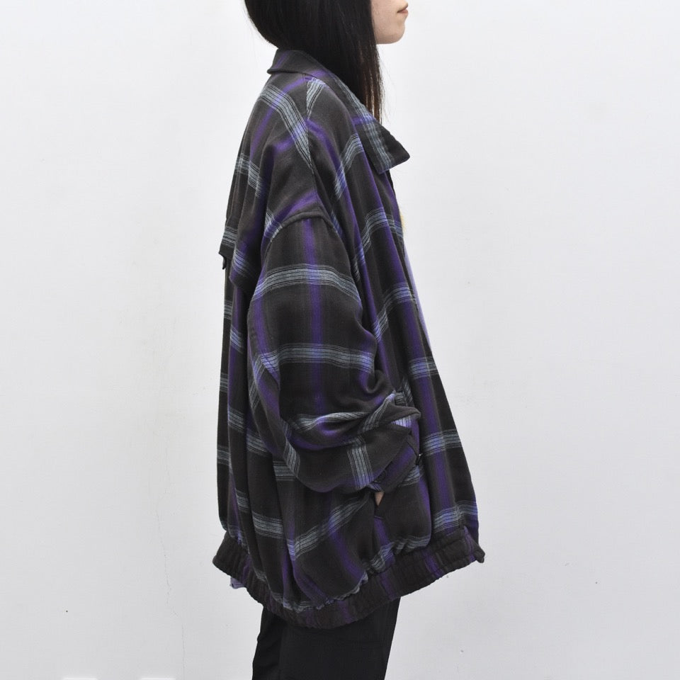 THE JEAN PIERRE / Glitter Plaid Harrington Jacket - SKY BLUE