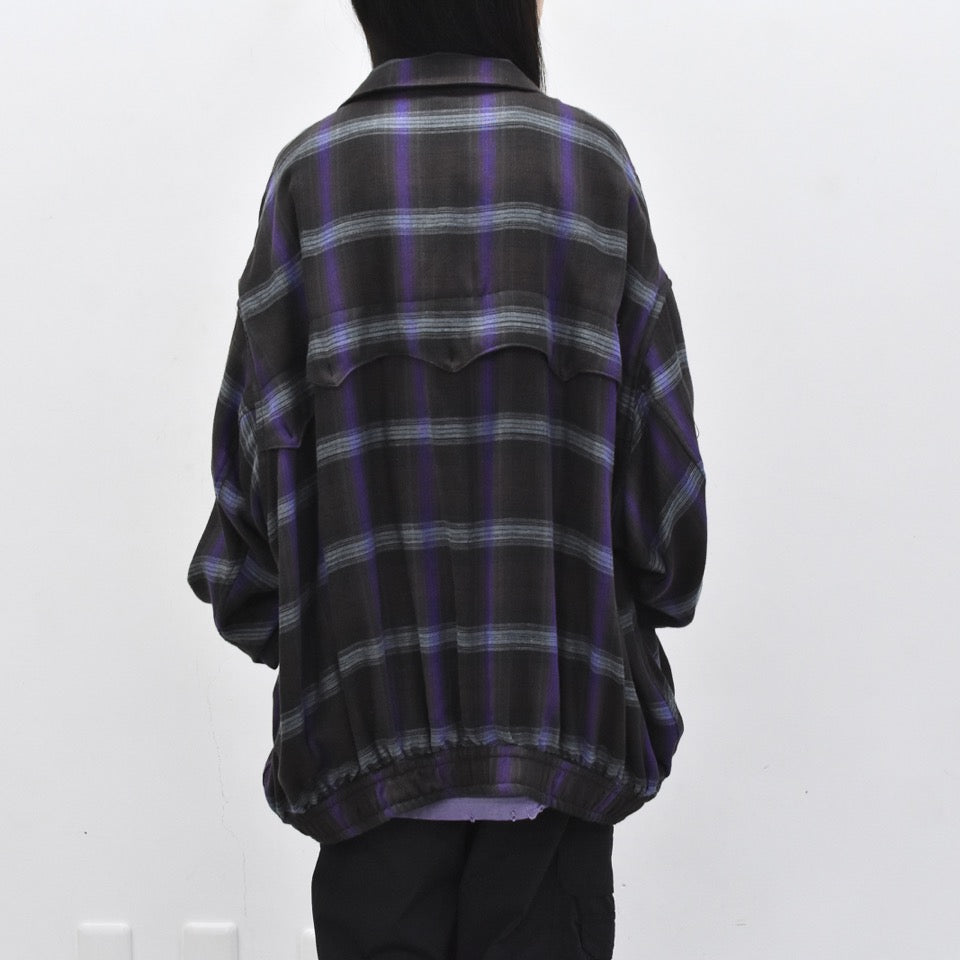 THE JEAN PIERRE / Glitter Plaid Harrington Jacket - SKY BLUE