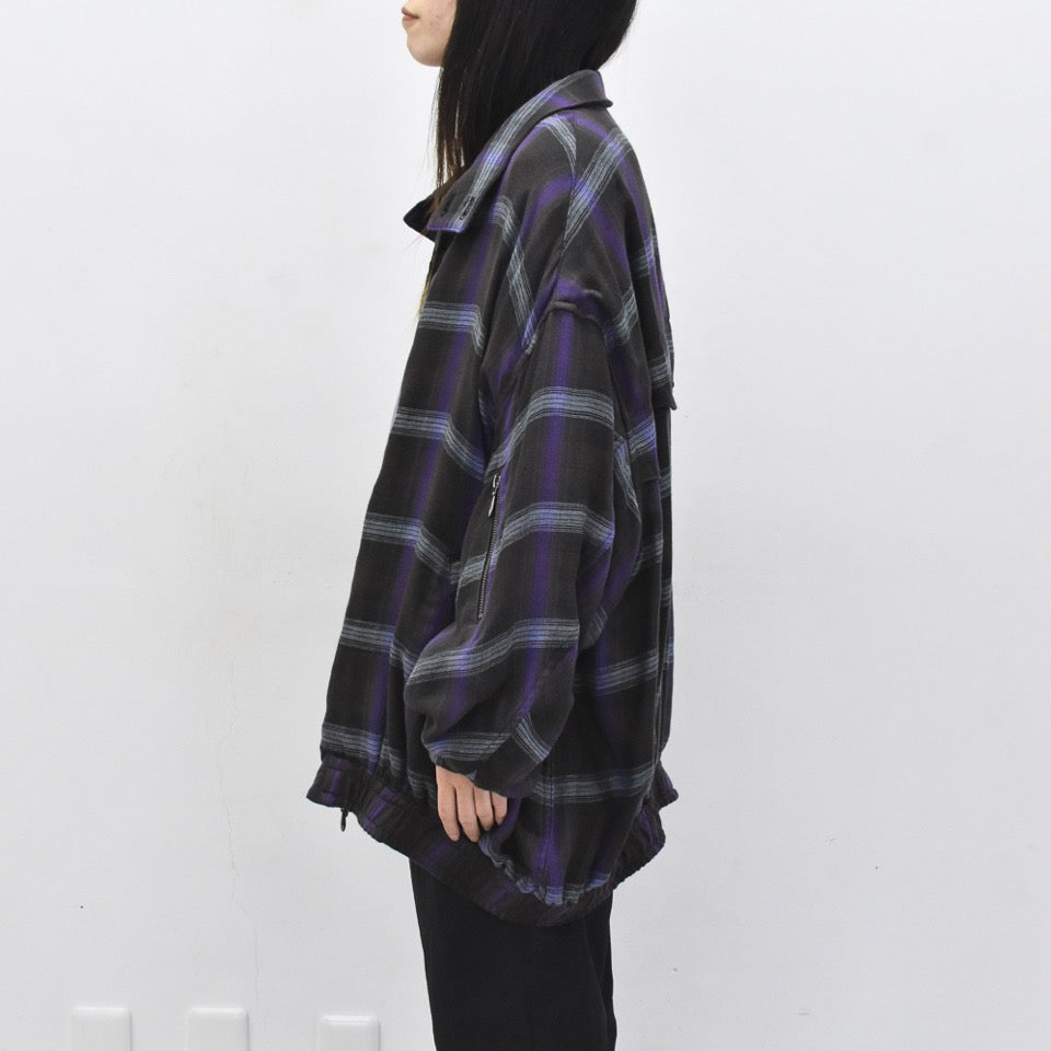 THE JEAN PIERRE / Glitter Plaid Harrington Jacket - SKY BLUE
