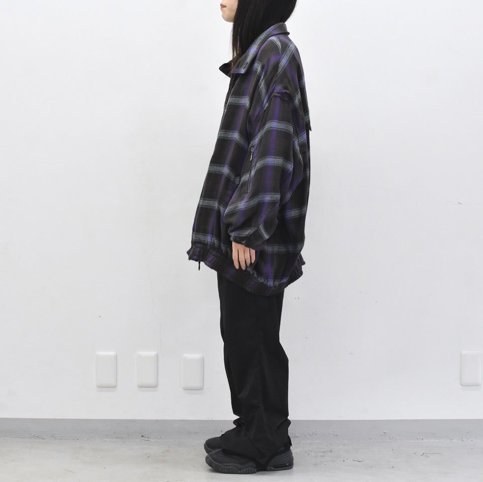 THE JEAN PIERRE / Glitter Plaid Harrington Jacket - SKY BLUE