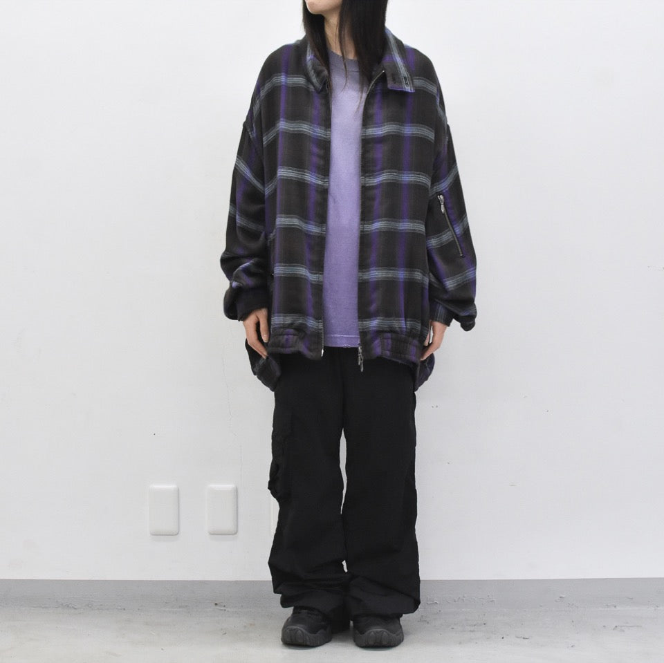 THE JEAN PIERRE / Glitter Plaid Harrington Jacket - SKY BLUE