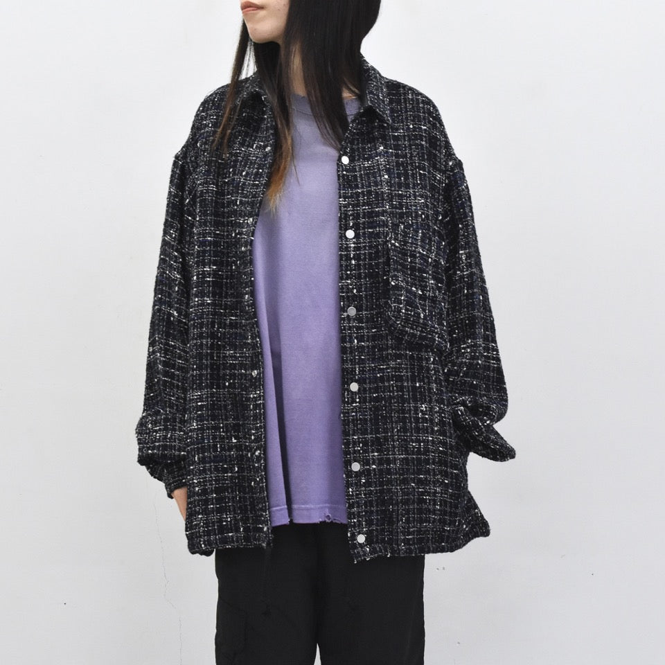 THE JEAN PIERRE / Tweed Dove Coach Shirt - MIDNIGHT BLK