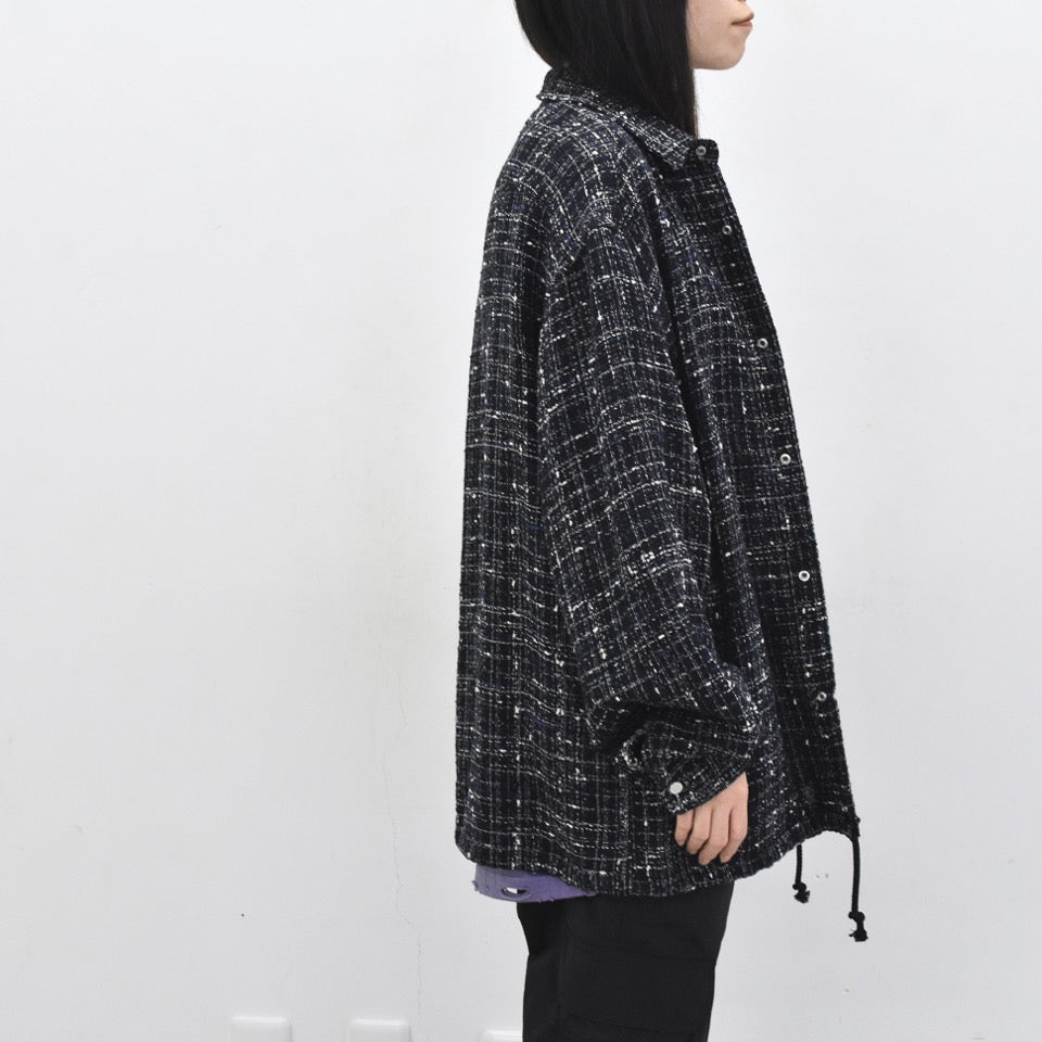 THE JEAN PIERRE / Tweed Dove Coach Shirt - MIDNIGHT BLK